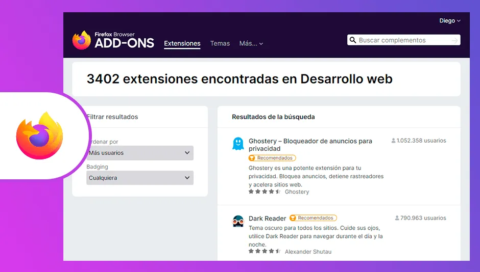Sitio web de Firefox Add-Ons