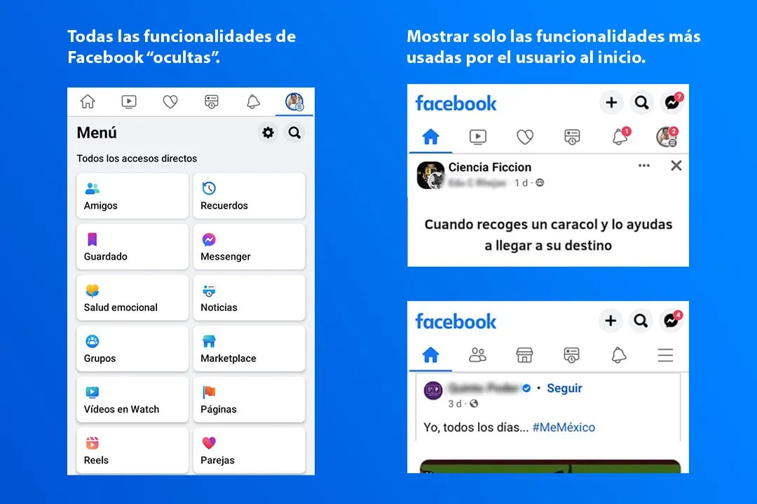 Sencillez ejemplo Facebook