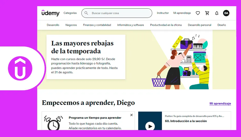 Sitio web de Udemy