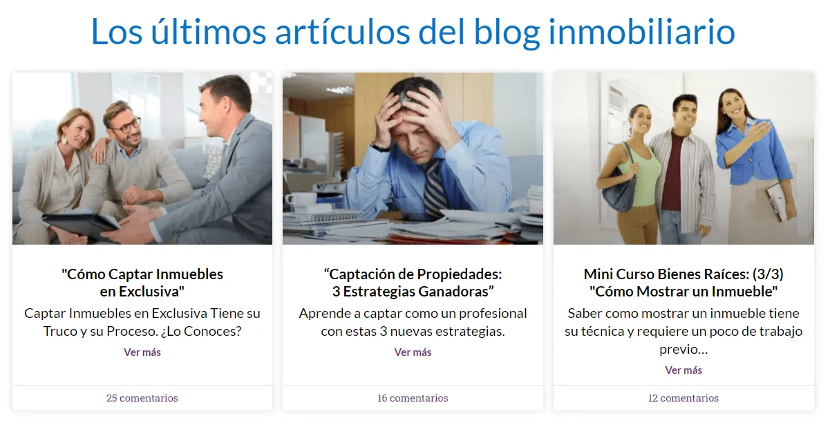 Blog de un sitio web inmobiliario