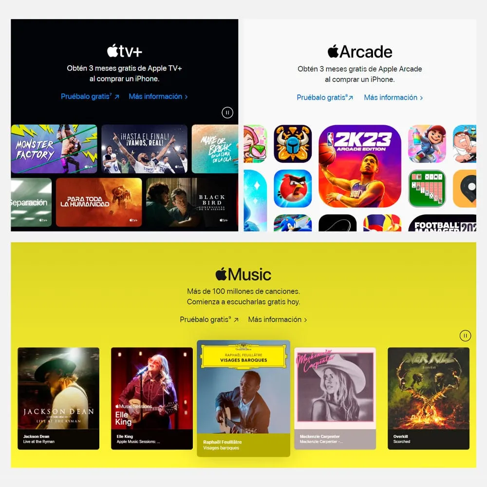 Sección de la landing page del iPhone iPhone Landing Page