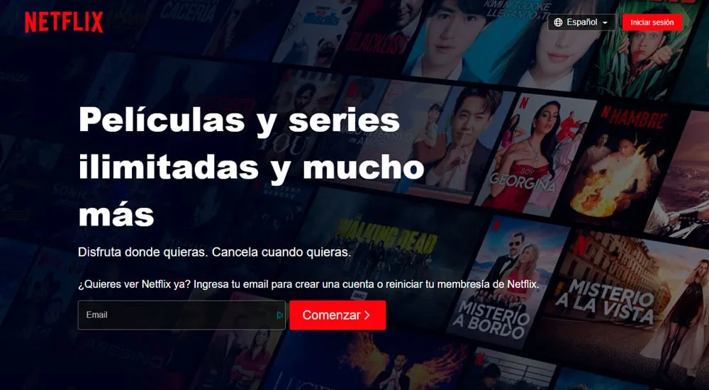 Landing page de Netflix netflix landing page