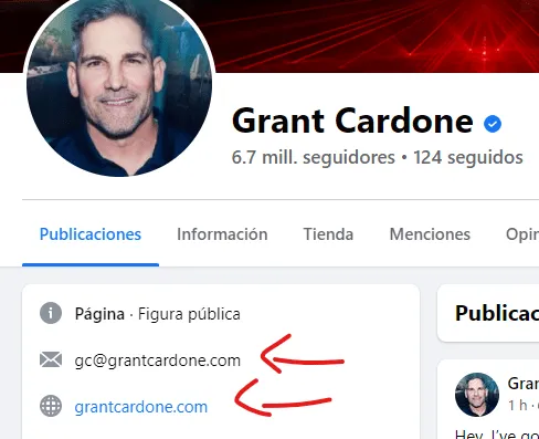 Descripción de página de facebook